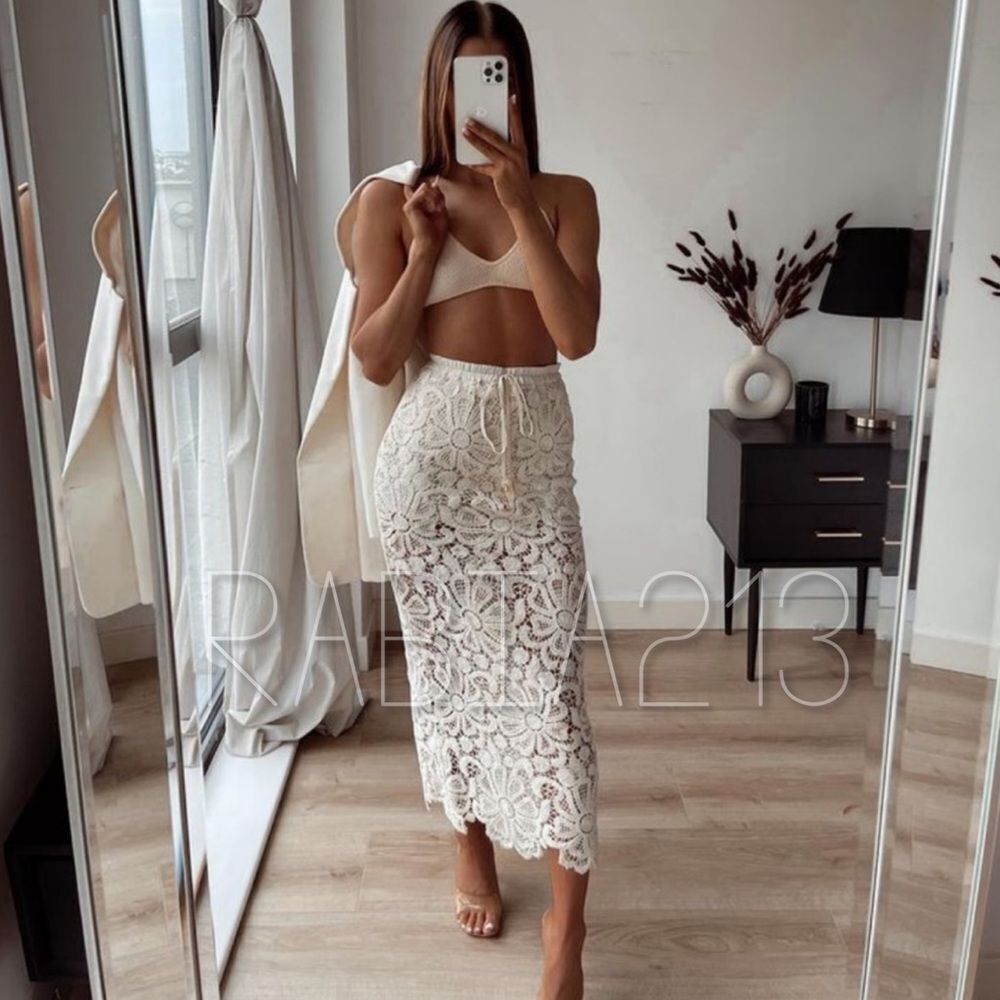 ZARA CROCHETED STRAIGHT SKIRT